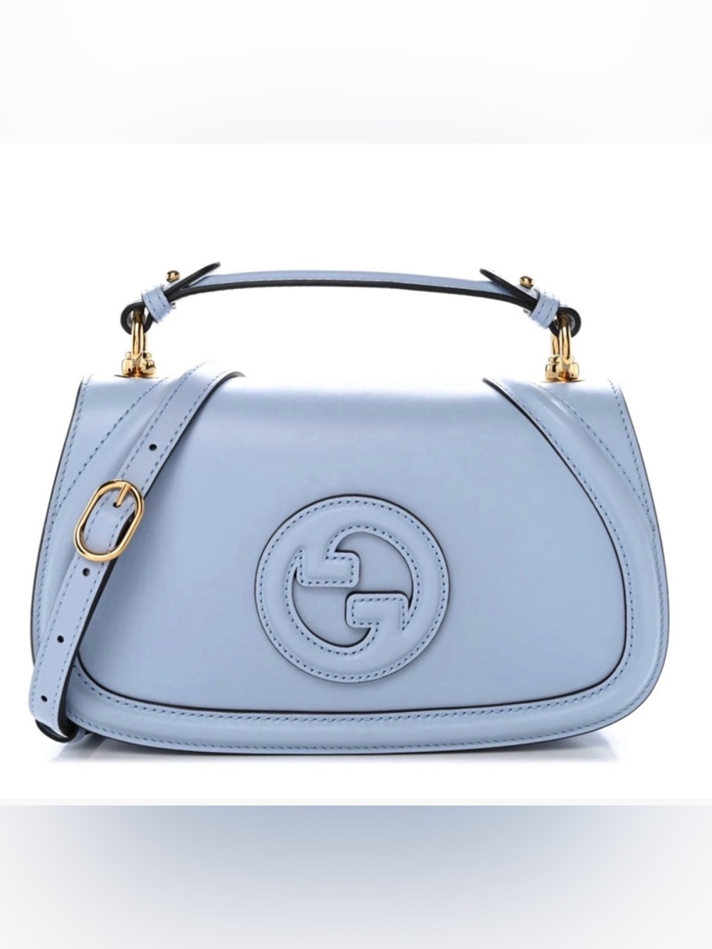 100% Authentic NEW Gucci Blondie Large Top Handle Crossbody Handbag Light Blue